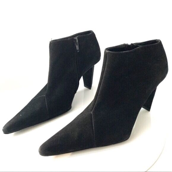 ROBERT CLERGERIE Paris Suede Ankle Boot Heel Black 6.5 - Picture 2 of 8